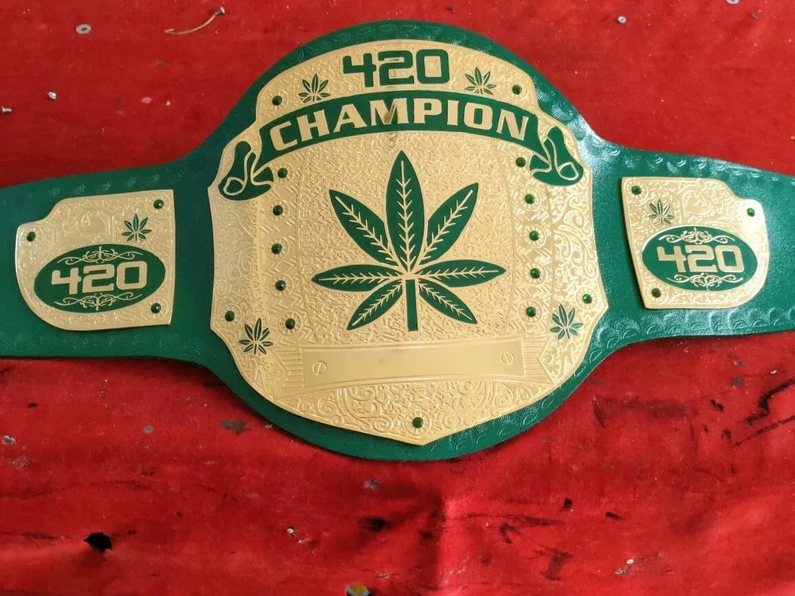 420 Weed World Heavyweight Wrestling Championship Belt Replica Green