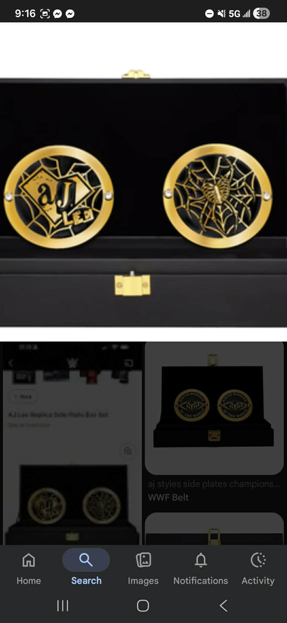 Women's international belt with AJ Lee side plates 4mm and the Women's united states belt Tiffany Stratton side plates. 4mm
