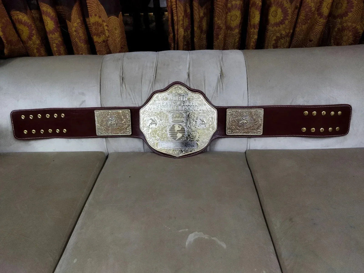 Big Gold World Heavyweight Championship Replica Belt Brown strap