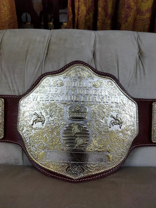 Big Gold World Heavyweight Championship Replica Belt Brown strap