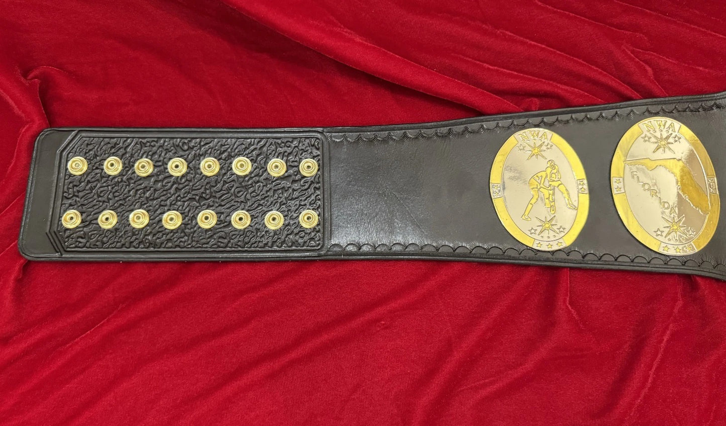 NWA Florida Heavyweight Championship Belt – Hand-Tooled Leather