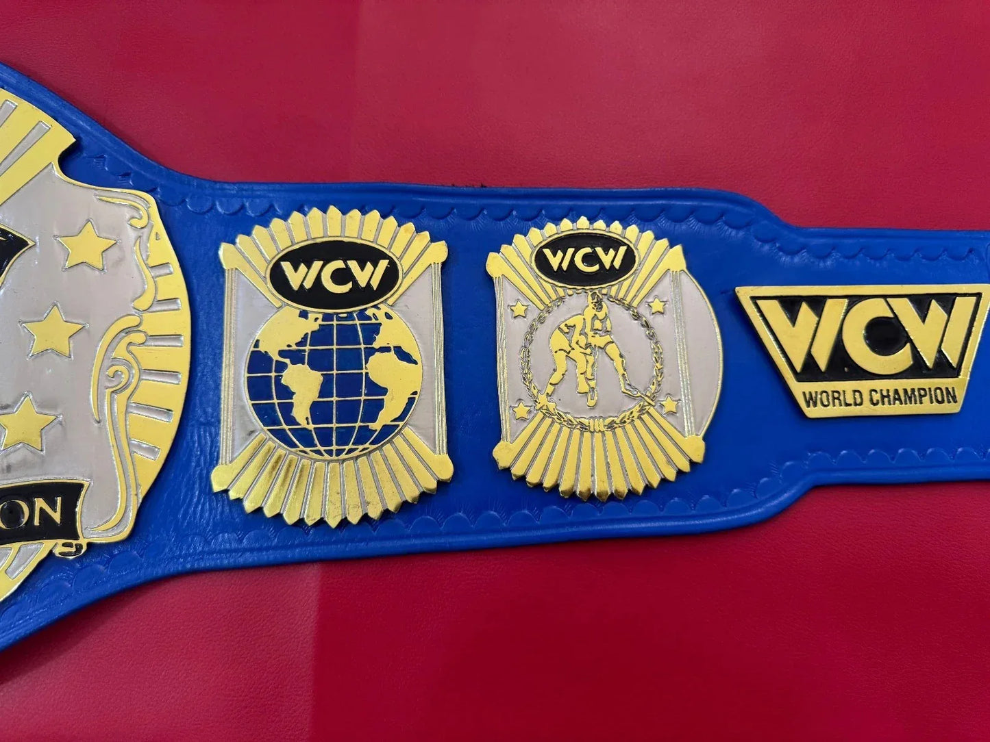 WCW World Heavyweight Wrestling Championship Replica Belt blue strap - ELITESTRAPES LIMITED