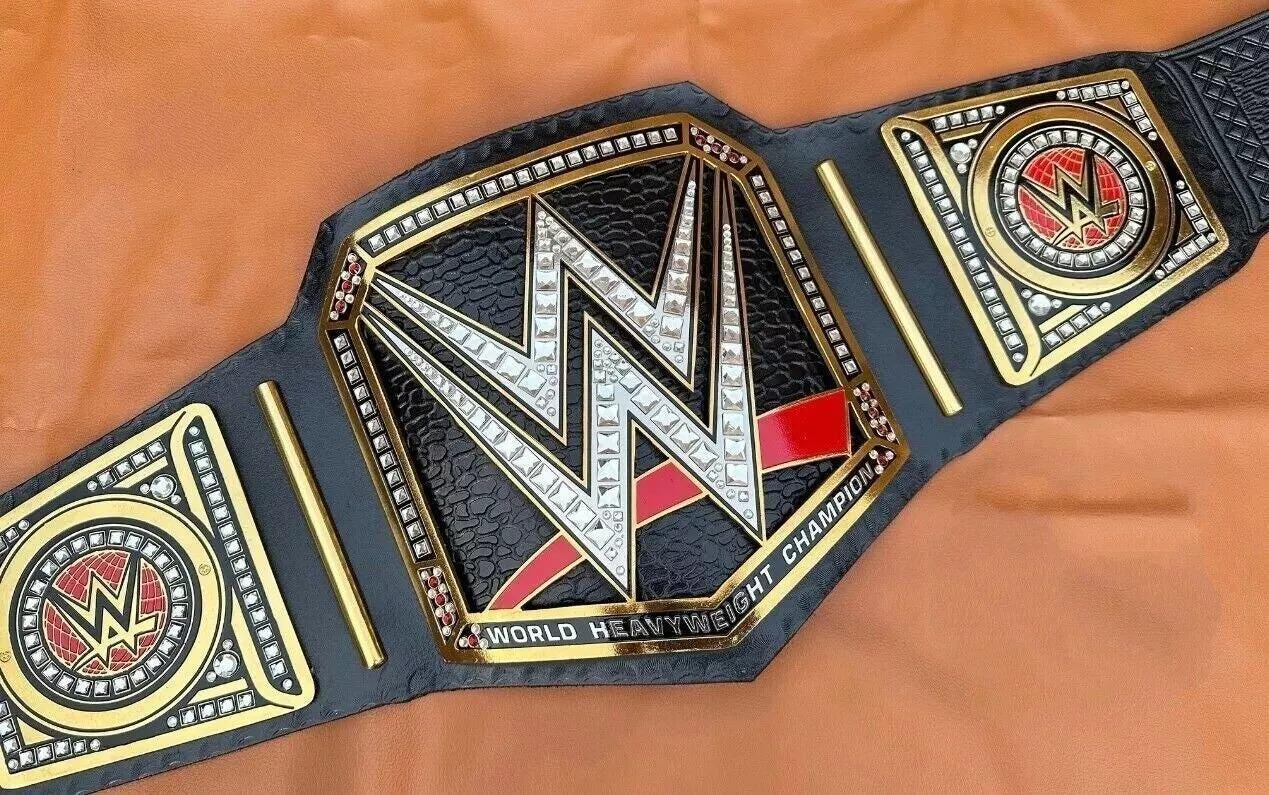 World Heavyweight Championship Belt | 2mm 4mm Brass Replica Title | Black Adult Size Wrestling Belt Gift