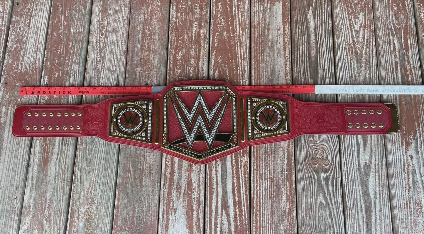 Universal Championship Replica Belt | Red Strap | 2MM /4MM Brass | Adult Size Wrestling Title | World Heavyweight Belt
