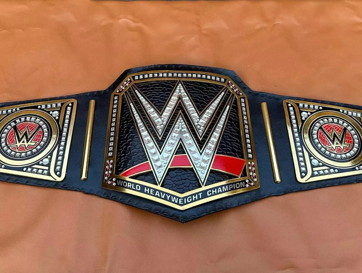 World Heavyweight Championship Belt | 2mm 4mm Brass Replica Title | Black Adult Size Wrestling Belt Gift