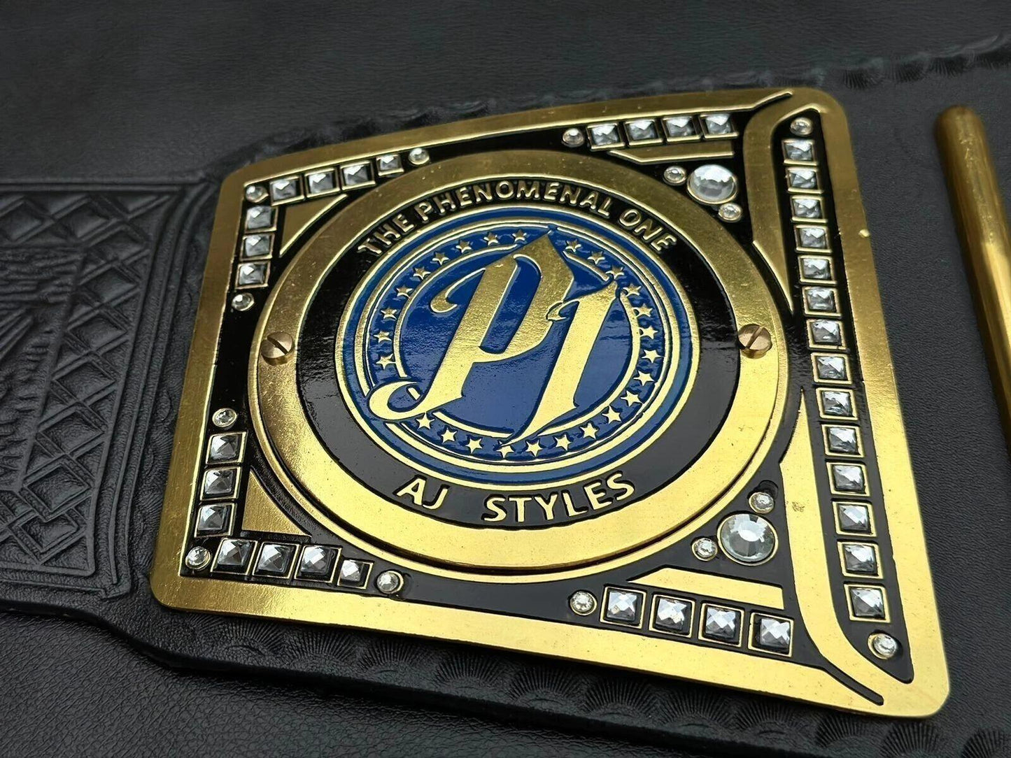 WWE World Heavyweight Championship Black Adult Size Wrestling Belt AJ styles