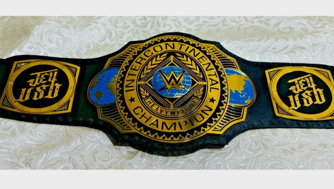 Intercontinental Wrestling Championship Replica Belt | 2MM 4mm Brass | Adult Size | New World Title Belt for Collectors