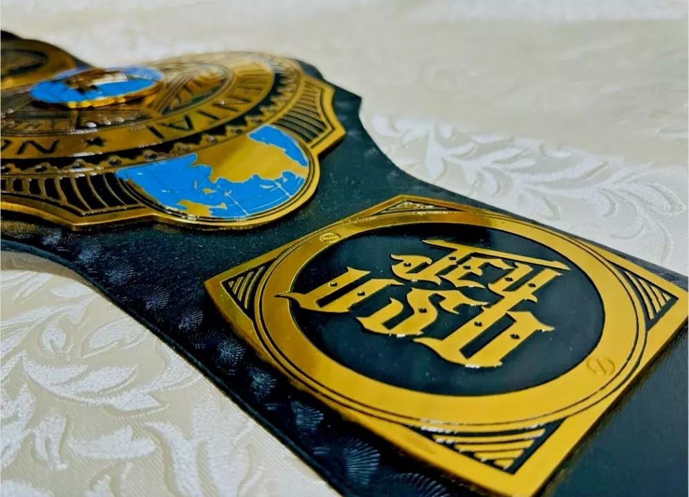 Intercontinental Wrestling Championship Replica Belt | 2MM 4mm Brass | Adult Size | New World Title Belt for Collectors