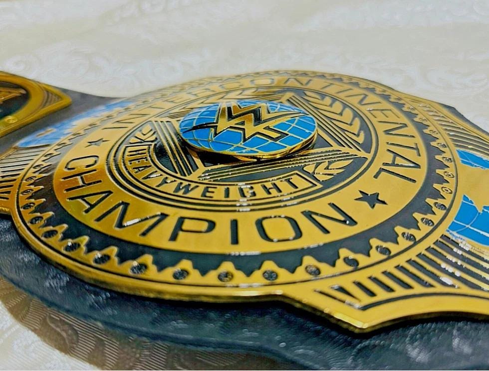 Intercontinental Wrestling Championship Replica Belt | 2MM 4mm Brass | Adult Size | New World Title Belt for Collectors