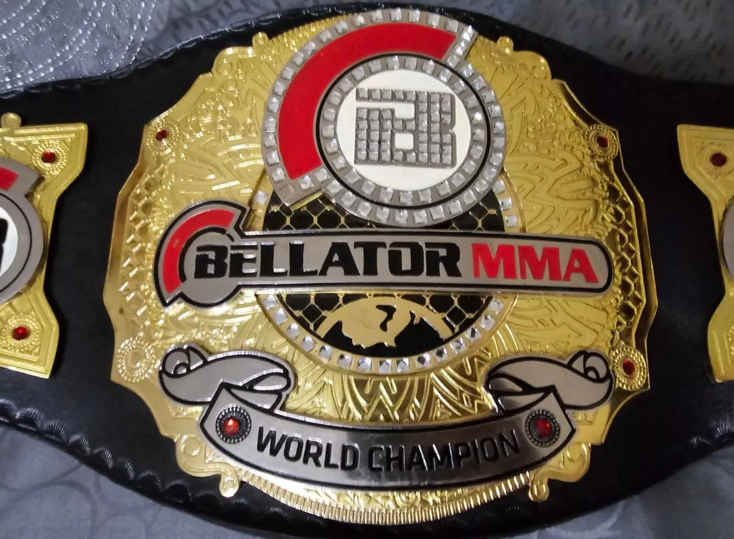 Bellator MMA World Championship Replica Belt | 2MM/4MM Zinc Plates | Adult Size | Real Leather Strap | Ryan Bader Inspired Title