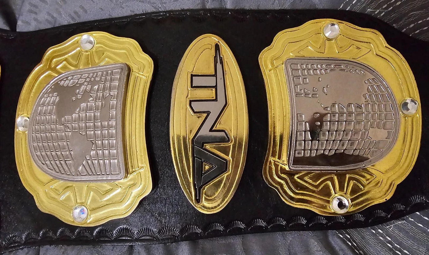 TNA World Heavyweight Championship Replica Belt | 2MM & 4MM Zinc Plates | Real Leather Strap | AJ Styles Tribute | Wrestling Fan Gift