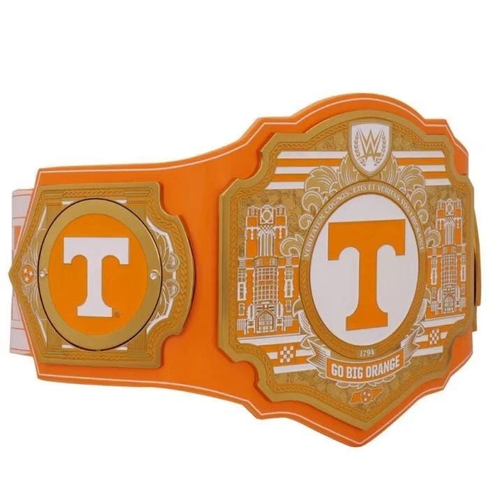 Tennessee Volunteers Legacy Championship Belt 2MM & 4MM Brass | Leather Strap | Adult Size Wrestling Title Replica | Custom Colors Available