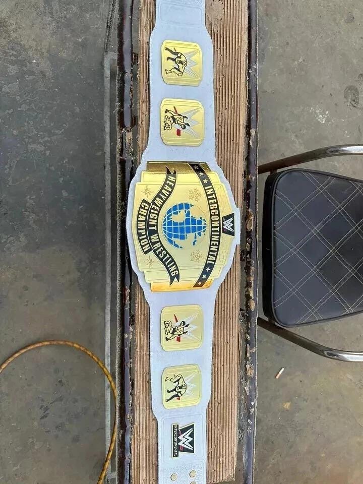 Intercontinental Heavyweight Championship Replica Belt | White Strap WWE Title | 2MM 4MM Brass Adult Size | Wrestling Fan Gift | Cosplay