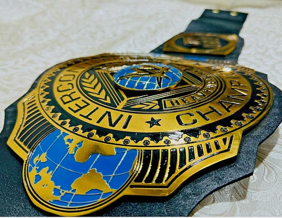 Intercontinental Wrestling Championship Replica Belt | 2MM 4mm Brass | Adult Size | New World Title Belt for Collectors