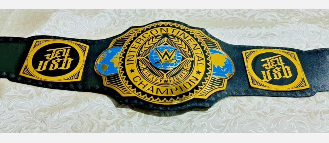 Intercontinental Wrestling Championship Replica Belt | 2MM 4mm Brass | Adult Size | New World Title Belt for Collectors