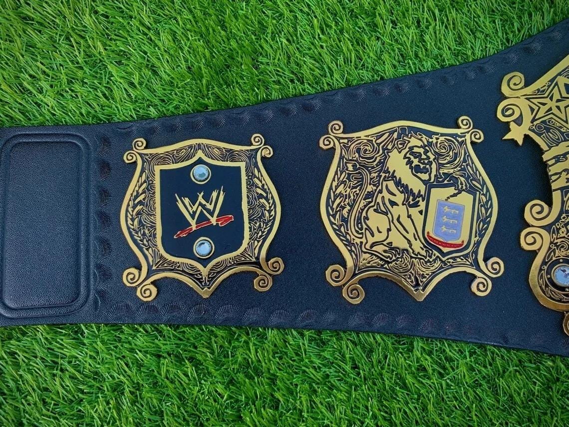 Undisputed Old World Heavyweight Championship Belt | 2MM 4MM Brass Replica Title | Wrestling Belt for Collectors | Adult Size Leather Strap