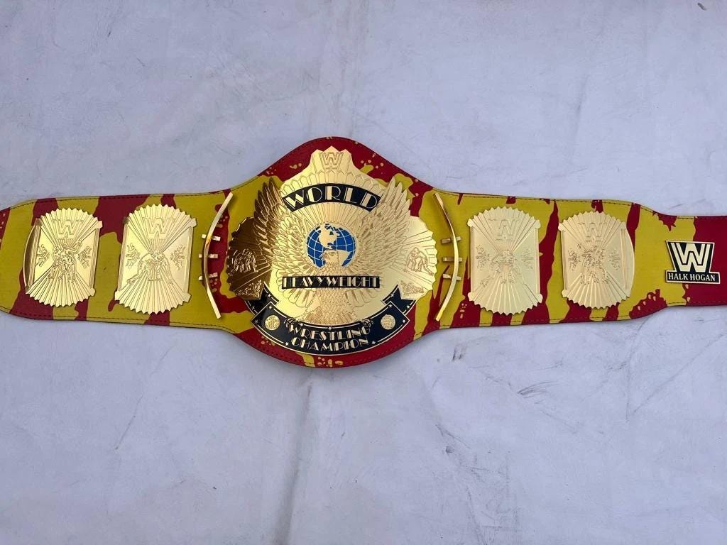 Hulk Hogan Winged Eagle Championship Replica Belt | 2mm 4mm Brass Plates | Wrestling Title Belt | Classic Fan Gift | 50" Adult Size