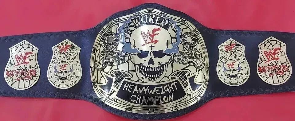 Smoking Skull Championship Replica Belt | 2mm 4mm Brass | Stone Cold Steve Austin WWF Title | Real Leather | Adult Size Wrestling Gift