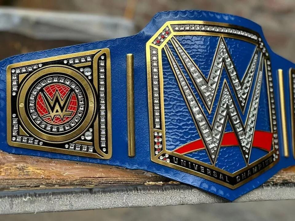 Blue Universal Championship Replica Title Belt Blue strap Wrestling Belt 2MM4MM Brass Adult Size Fan Gift