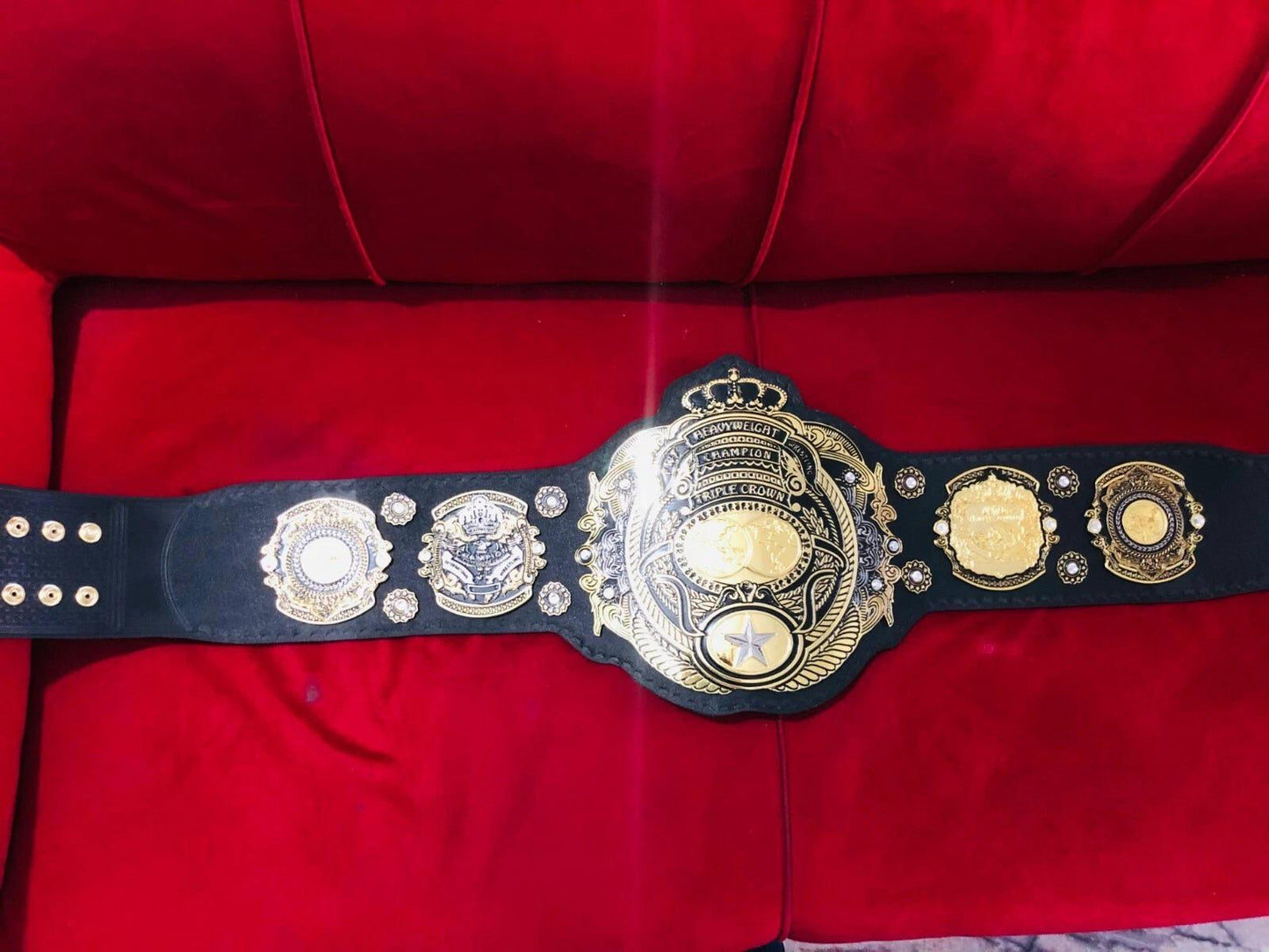 Triple Crown World Heavyweight Wrestling Belt | 2MM 4MM Zinc Plates | Adult Size Replica | NWA Tribute Championship | Fan Gift