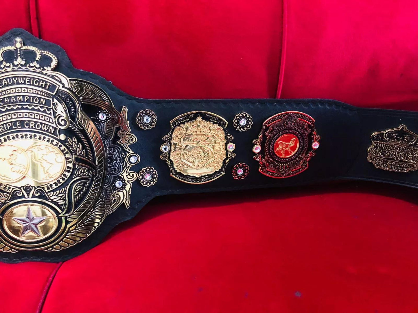 Triple Crown World Heavyweight Wrestling Belt | 2MM 4MM Zinc Plates | Adult Size Replica | NWA Tribute Championship | Fan Gift