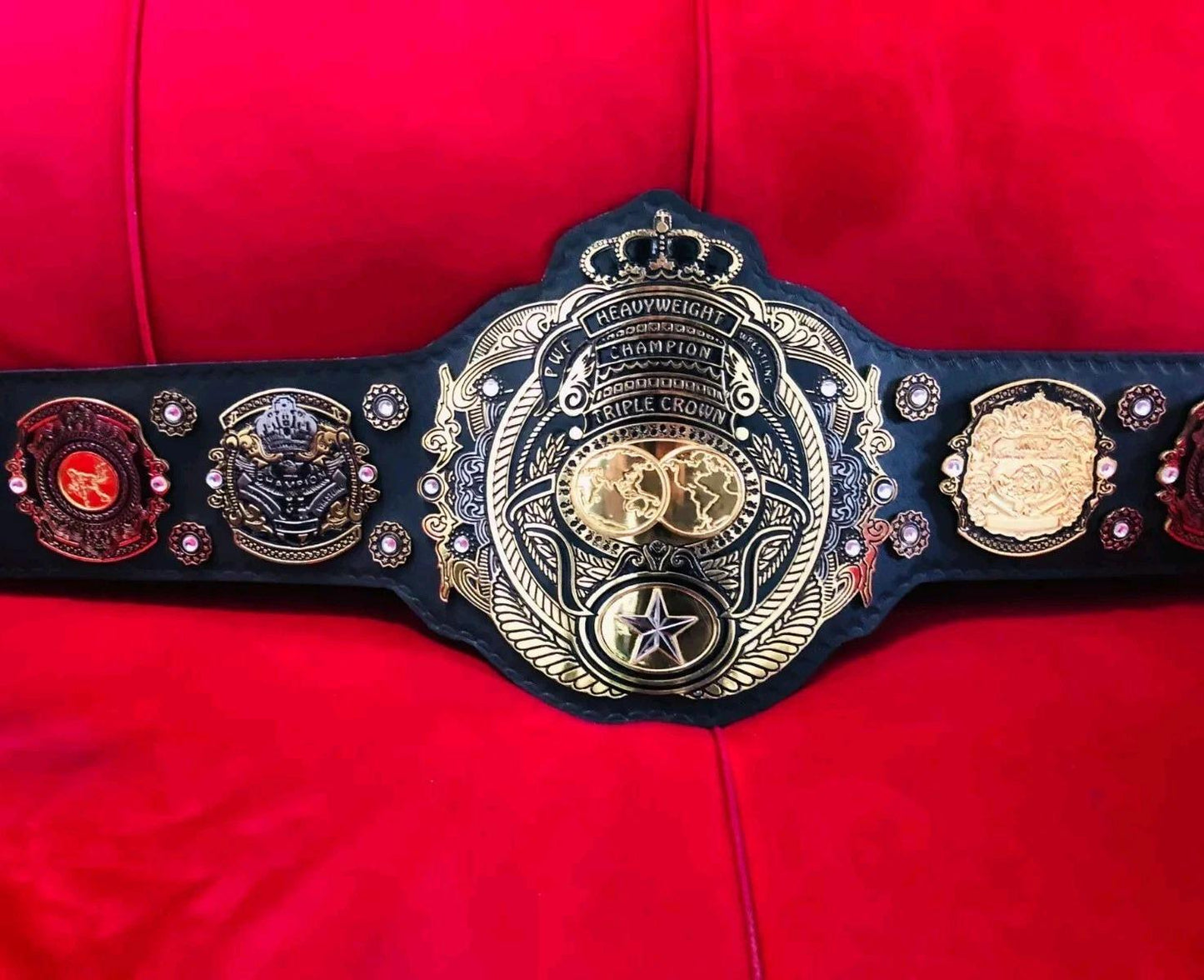 Triple Crown World Heavyweight Wrestling Belt | 2MM 4MM Zinc Plates | Adult Size Replica | NWA Tribute Championship | Fan Gift