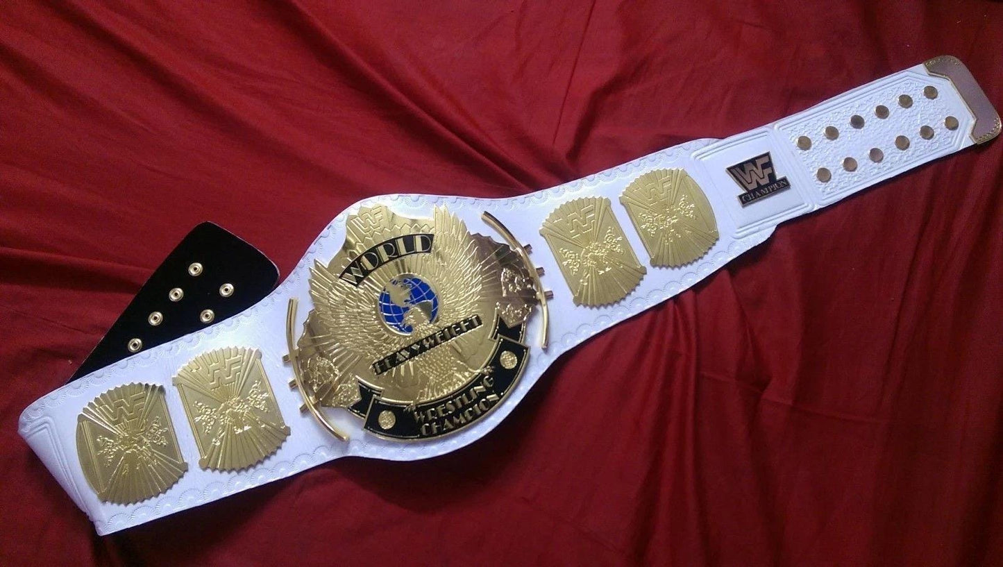 WWF Winged Eagle Championship Belt | 2MM 4MM Real Leather | Classic Wrestling Replica | Hulk Hogan Tribute | Fan Gift
