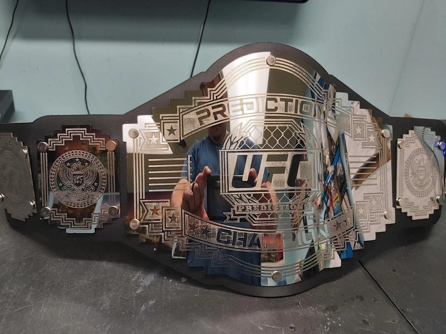UFC Predictions Champion Belt | MMA Fantasy Title Belt | 2MM/4MM Steel Plates | Wrestling Trophy | Premium Strap | Adult Size