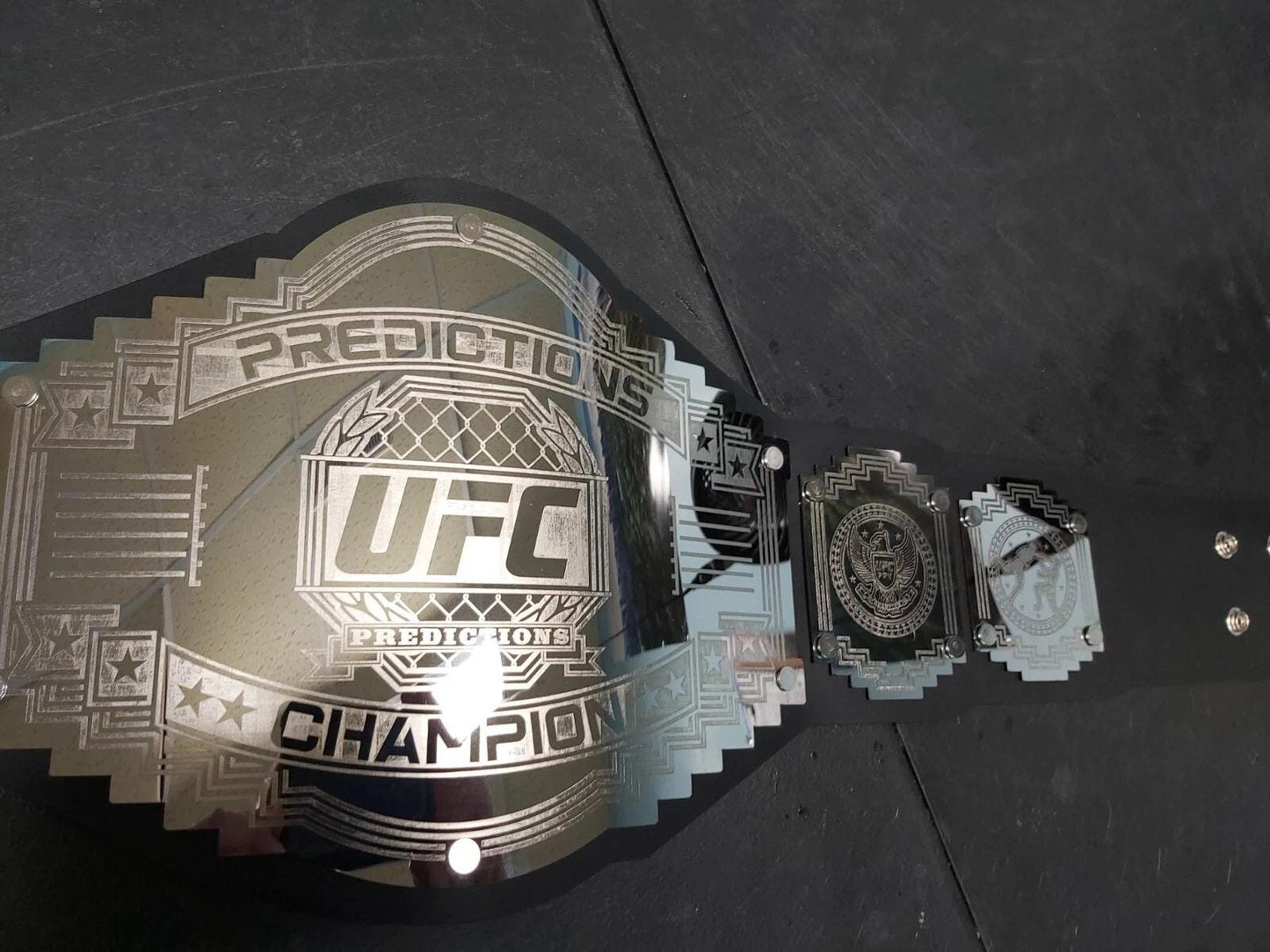 UFC Predictions Champion Belt | MMA Fantasy Title Belt | 2MM/4MM Steel Plates | Wrestling Trophy | Premium Strap | Adult Size