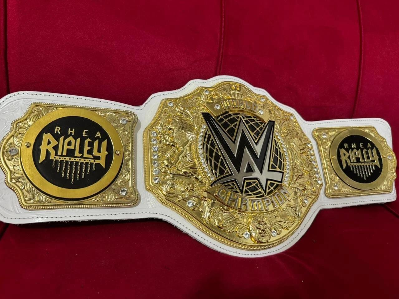 Women's World Heavyweight Championship Replica Belt | 6MM Casting | Rhea Ripley Side Plates | Real Leather Strap | Wrestling Gift