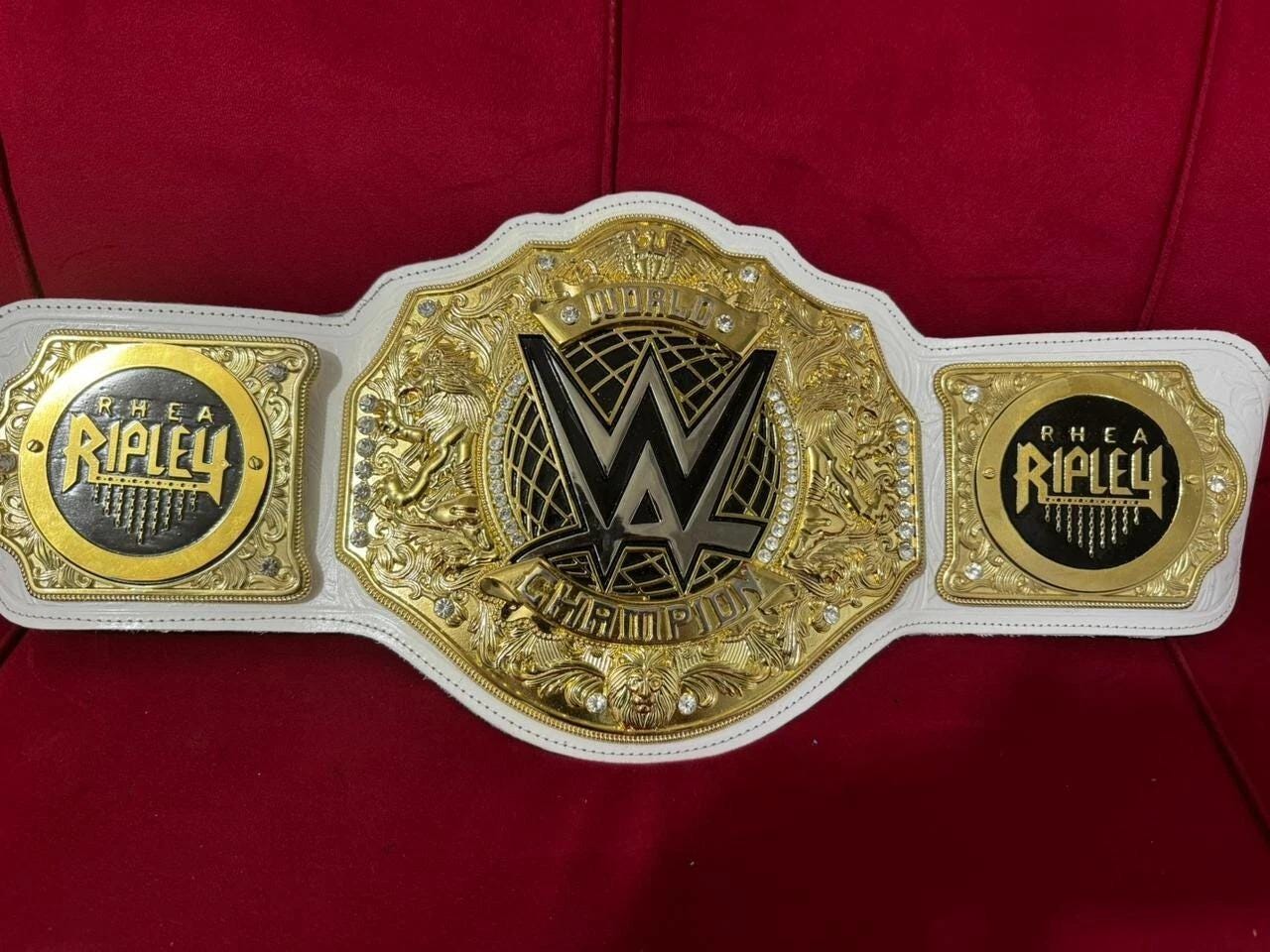 Women's World Heavyweight Championship Replica Belt | 6MM Casting | Rhea Ripley Side Plates | Real Leather Strap | Wrestling Gift