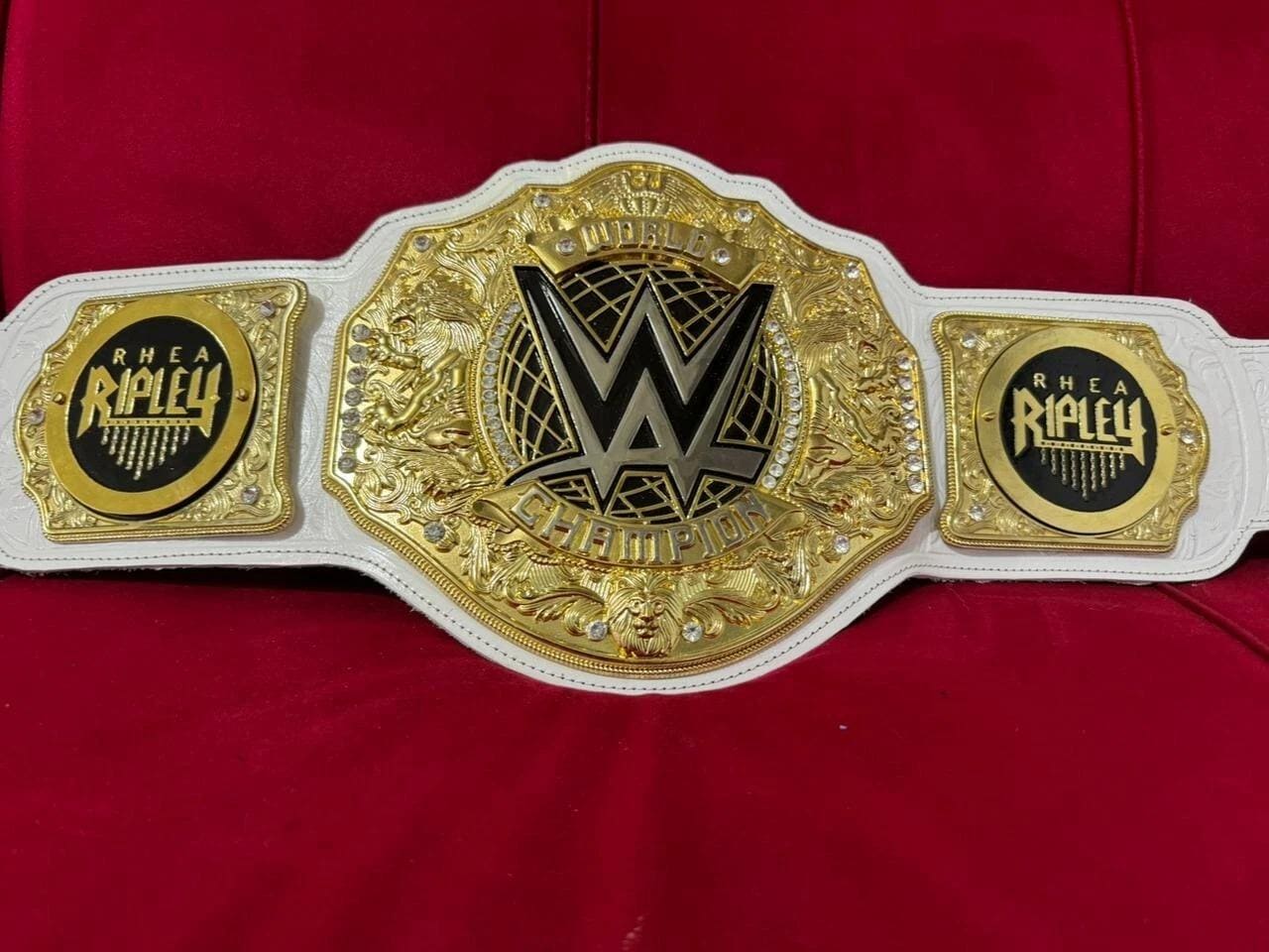 Women's World Heavyweight Championship Replica Belt | 6MM Casting | Rhea Ripley Side Plates | Real Leather Strap | Wrestling Gift