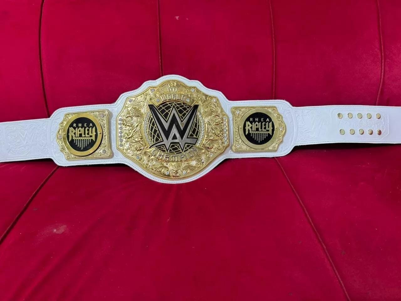 Women's World Heavyweight Championship Replica Belt | 6MM Casting | Rhea Ripley Side Plates | Real Leather Strap | Wrestling Gift