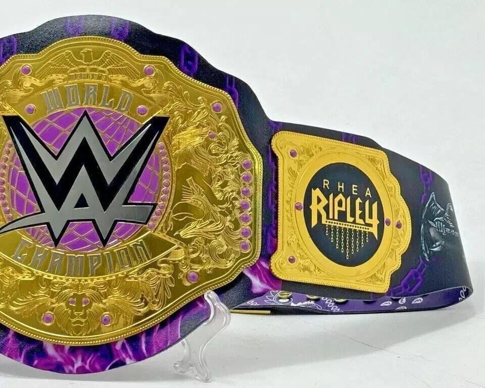 Rhea Ripley World Heavyweight Championship Belt | 2MM 4MM Brass Plates | Women’s Wrestling Replica | Real Leather Strap | Fan Gift