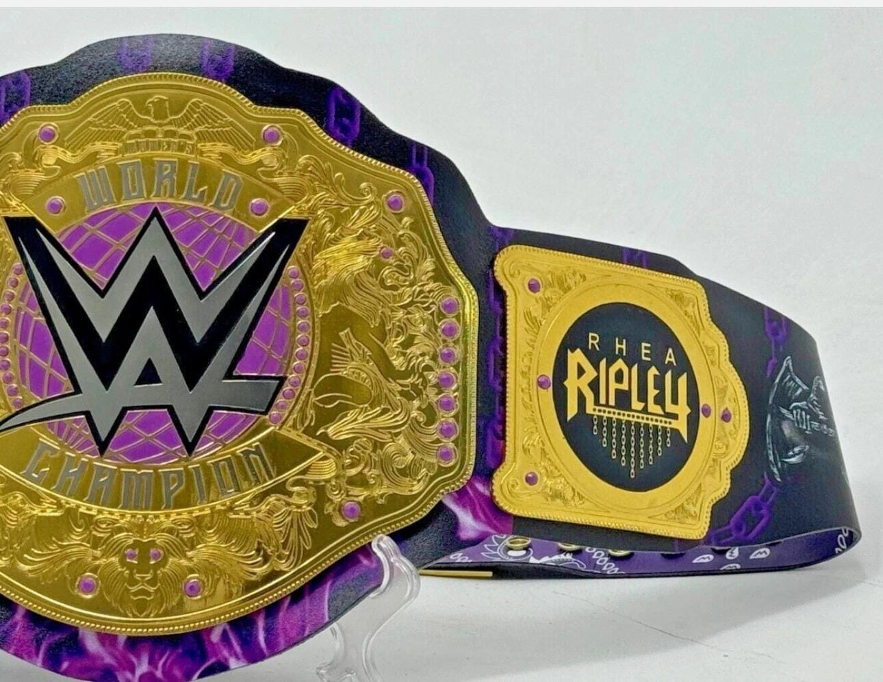 Rhea Ripley World Heavyweight Championship Belt | 2MM 4MM Brass Plates | Women’s Wrestling Replica | Real Leather Strap | Fan Gift