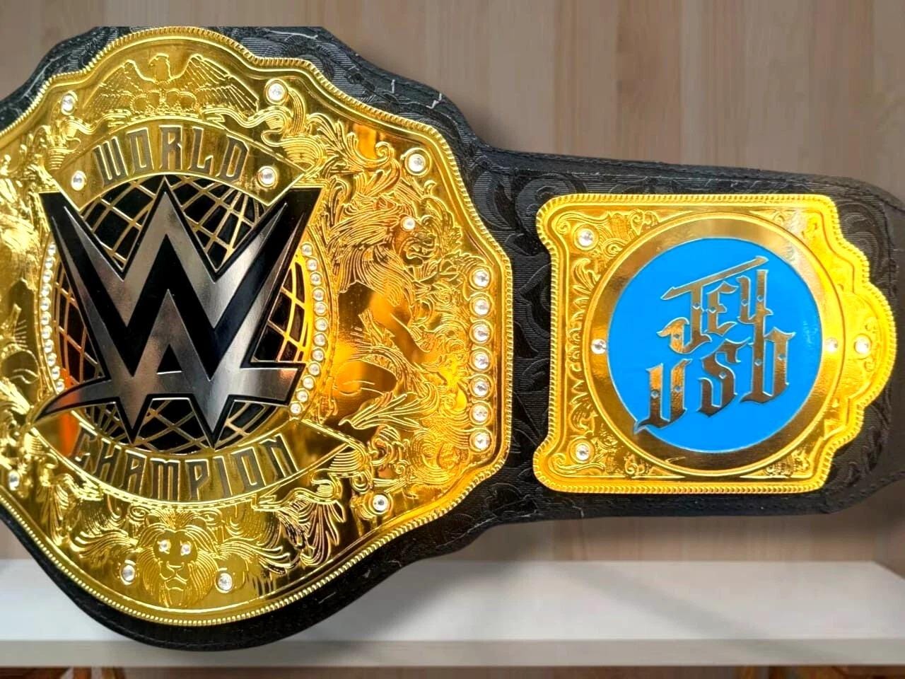 World Heavyweight Wrestling Championship Replica Belt | Jey Uso Side Plates | 6MM Metal Plates | Adult Size Title Belt | New Champion Fan