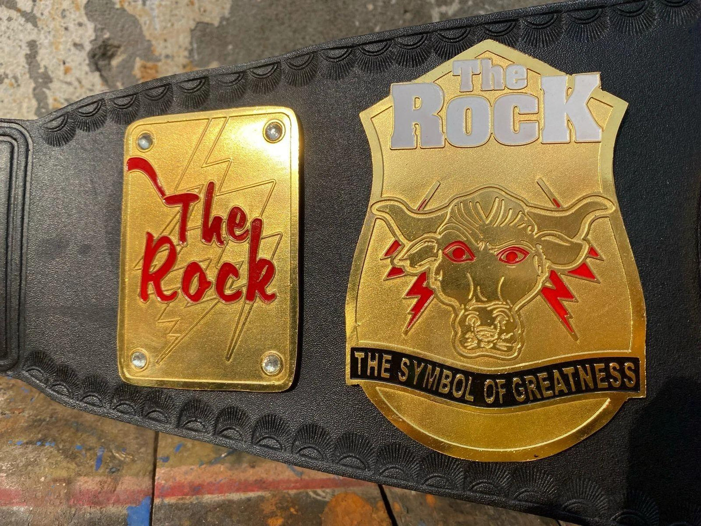 The Rock Brahma Bull Championship Belt | 2MM & 4MM Brass Replica | Style Wrestling Title | Real Leather Strap | Adult Size Gift