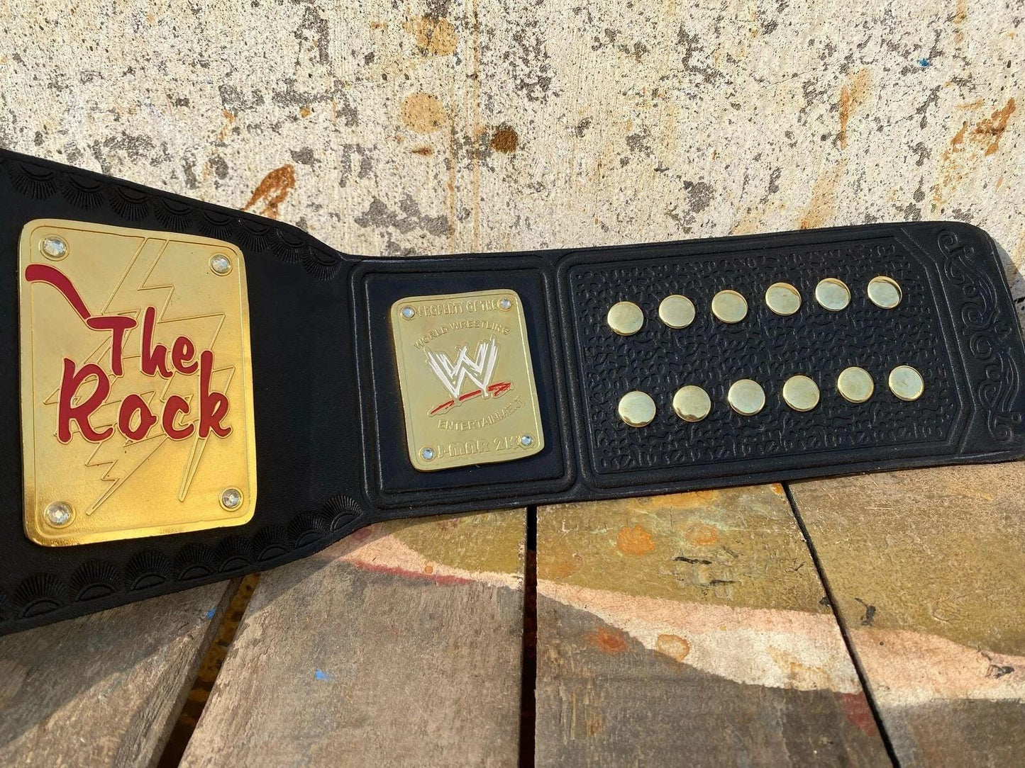 The Rock Brahma Bull Championship Belt | 2MM & 4MM Brass Replica | Style Wrestling Title | Real Leather Strap | Adult Size Gift