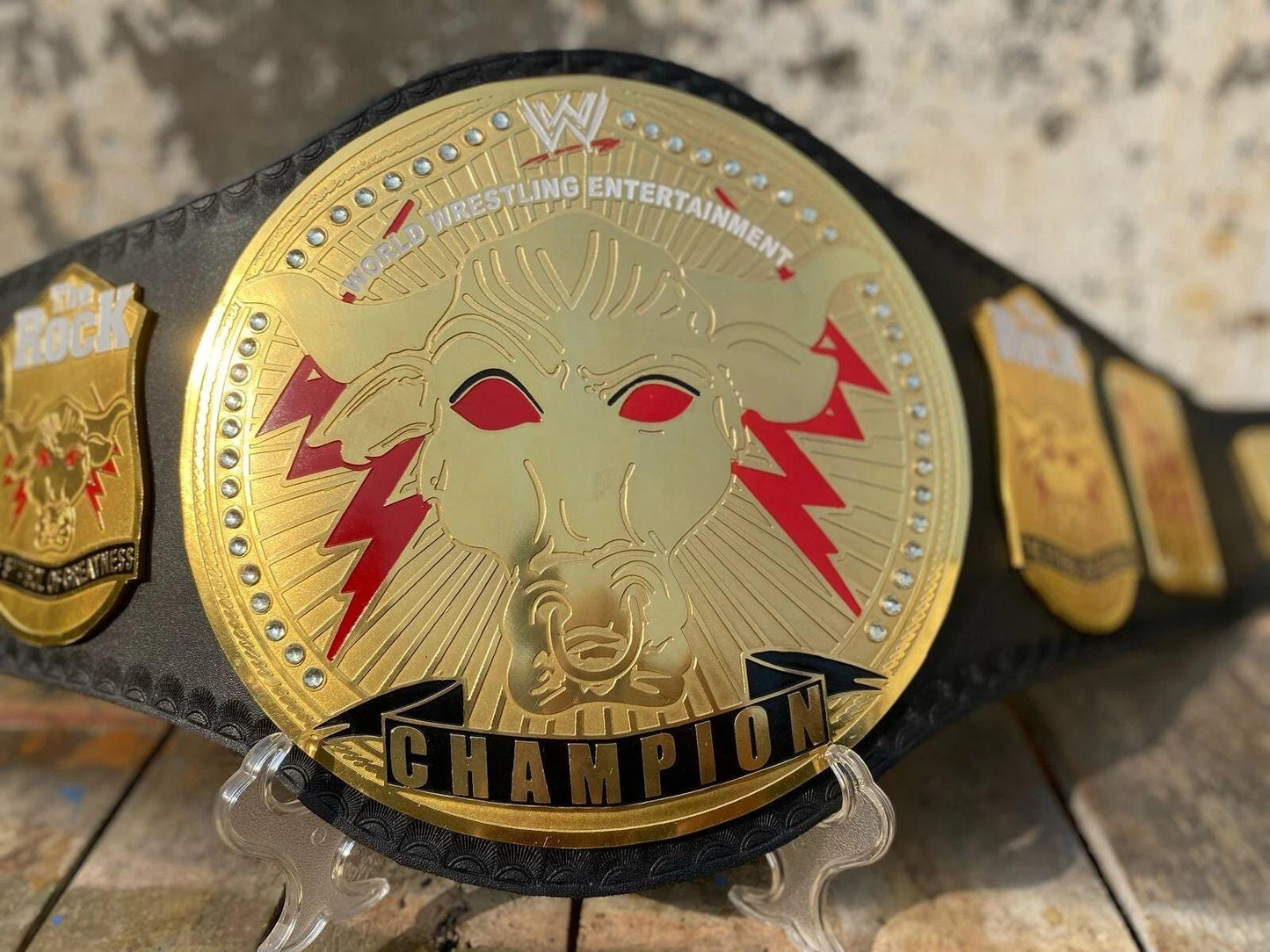 The Rock Brahma Bull Championship Belt | 2MM & 4MM Brass Replica | Style Wrestling Title | Real Leather Strap | Adult Size Gift