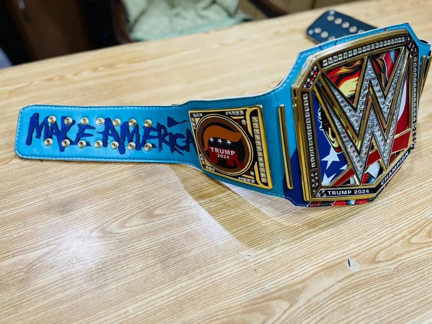 Trump World Heavyweight Championship Belt | MAGA Replica Title | 2MM/4MM Plates | USA Flag Wrestling Belt | Custom Gift