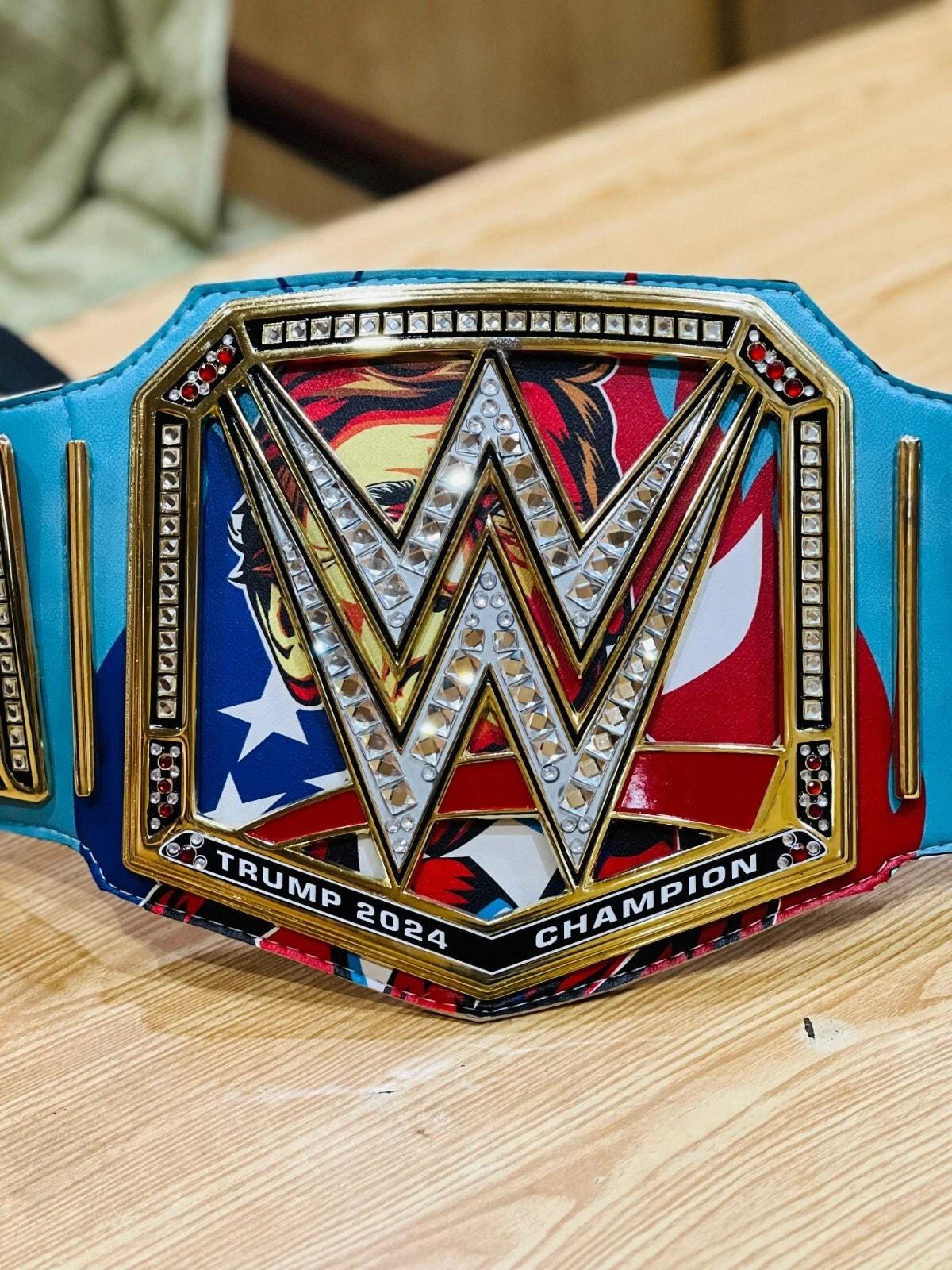 Trump World Heavyweight Championship Belt | MAGA Replica Title | 2MM/4MM Plates | USA Flag Wrestling Belt | Custom Gift