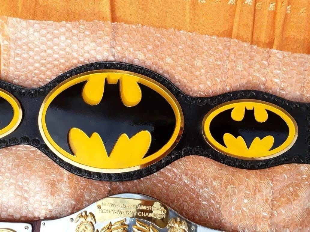 Batman Championship Replica Belt | Custom Brass Title | 2MM/4MM | Real Leather Strap | Superhero Wrestling Belt | Adult Size
