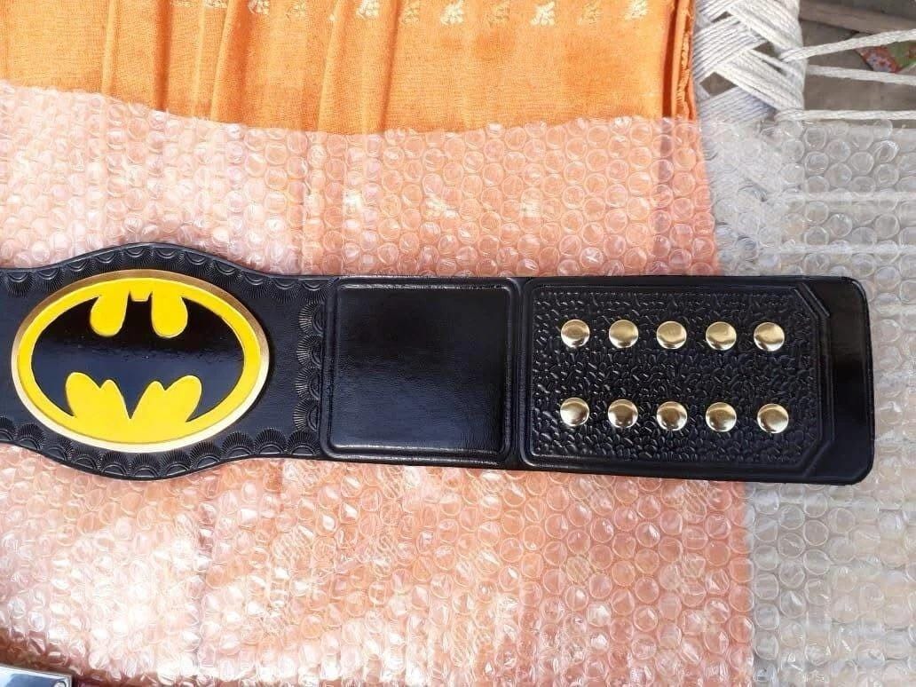 Batman Championship Replica Belt | Custom Brass Title | 2MM/4MM | Real Leather Strap | Superhero Wrestling Belt | Adult Size