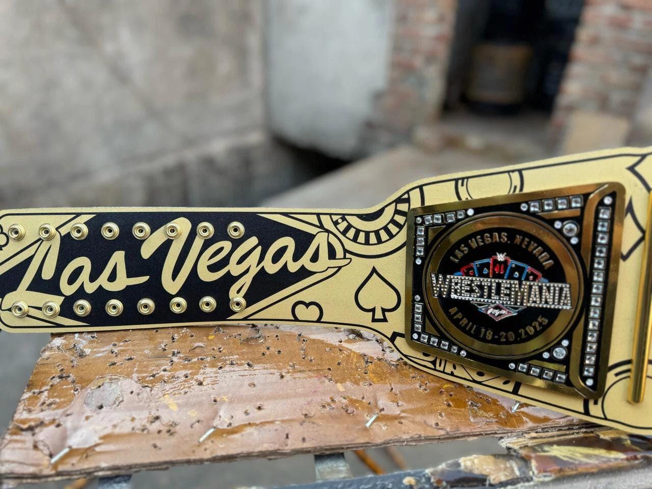 WrestleMania 41 las vegas Championship Belt | 2MM/4MM Brass Replica Title | Golden Wrestling Belt | World Wrestling Fan Gift
