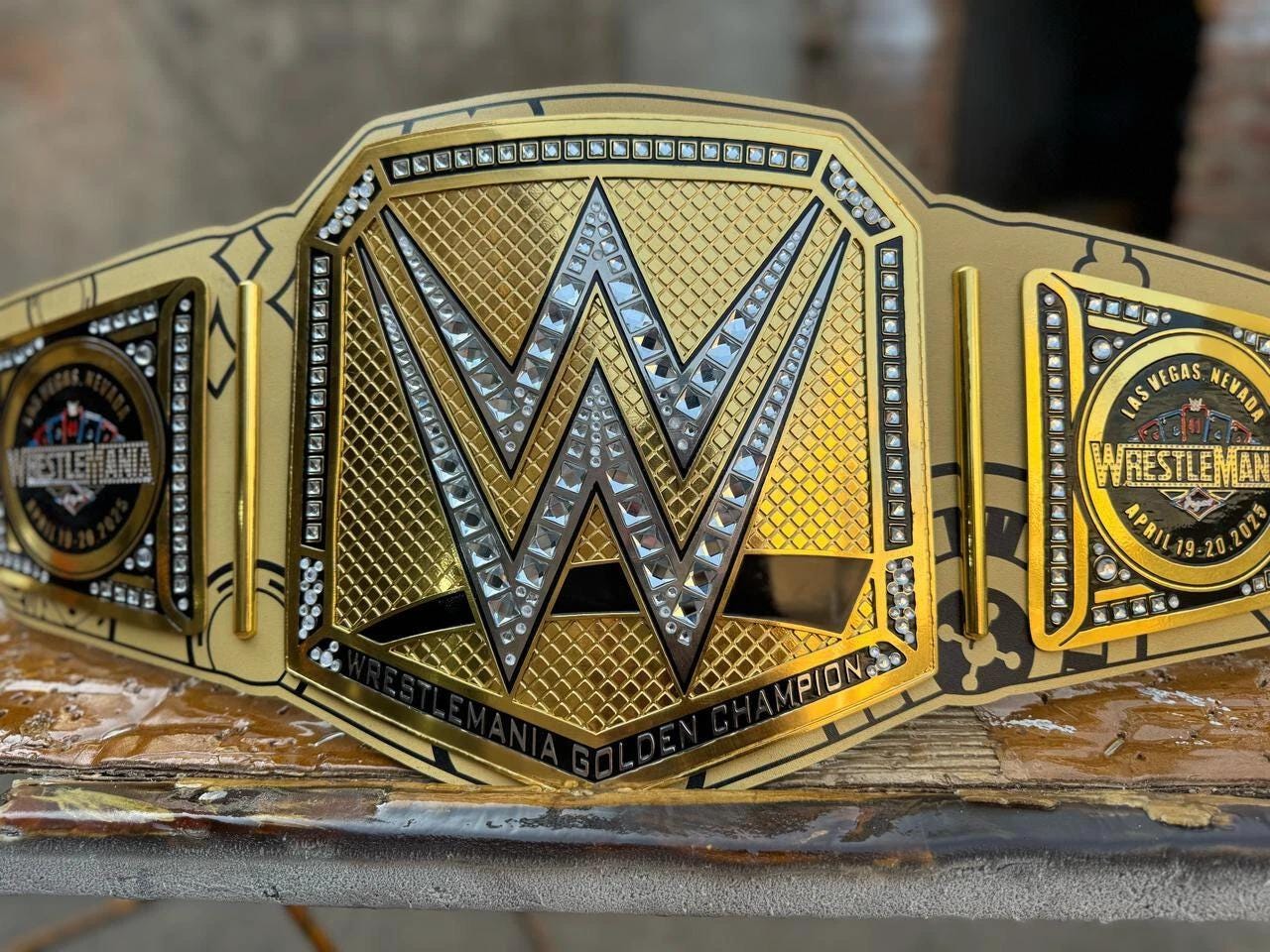 WrestleMania 41 las vegas Championship Belt | 2MM/4MM Brass Replica Title | Golden Wrestling Belt | World Wrestling Fan Gift