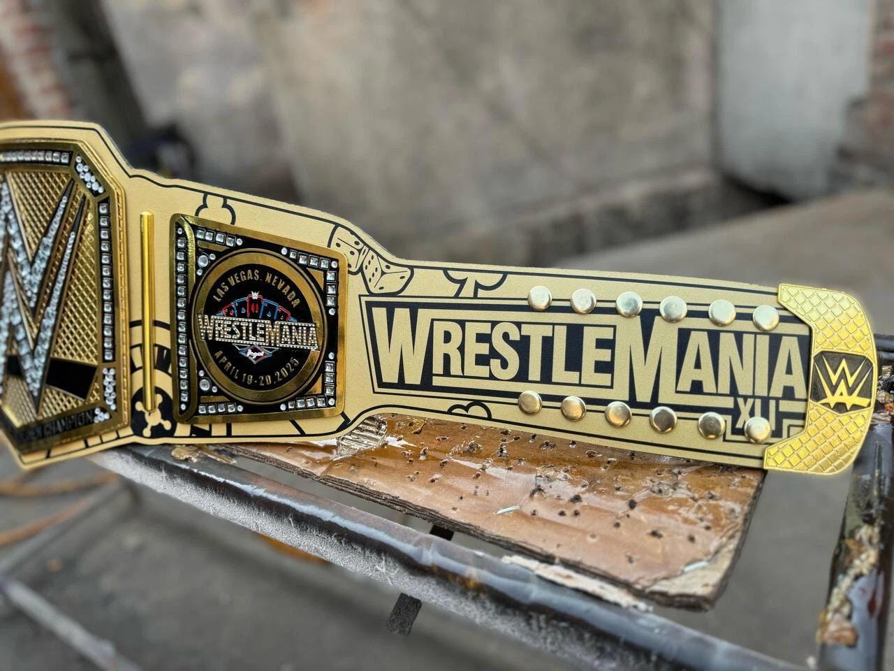 WrestleMania 41 las vegas Championship Belt | 2MM/4MM Brass Replica Title | Golden Wrestling Belt | World Wrestling Fan Gift