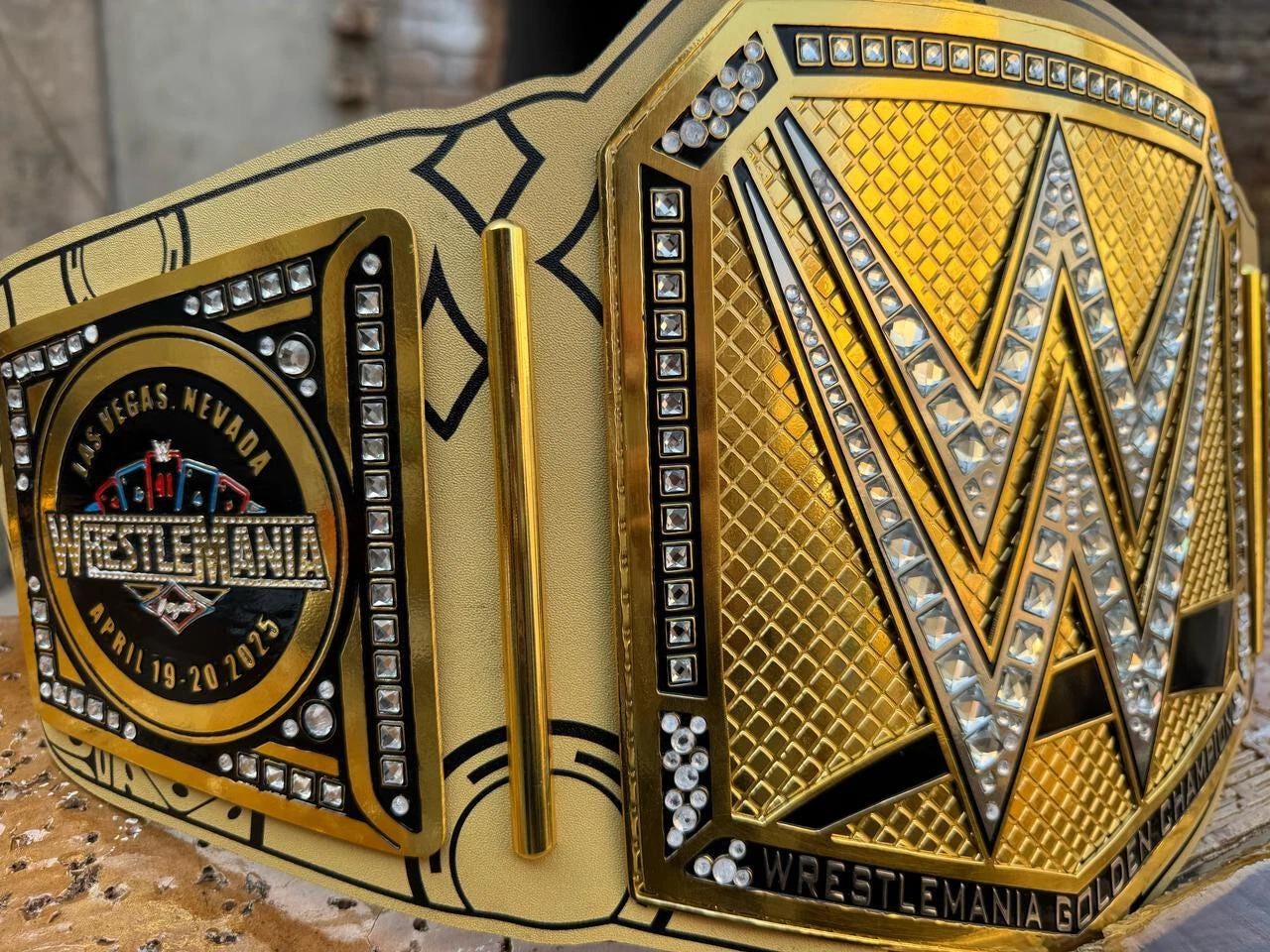 WrestleMania 41 las vegas Championship Belt | 2MM/4MM Brass Replica Title | Golden Wrestling Belt | World Wrestling Fan Gift