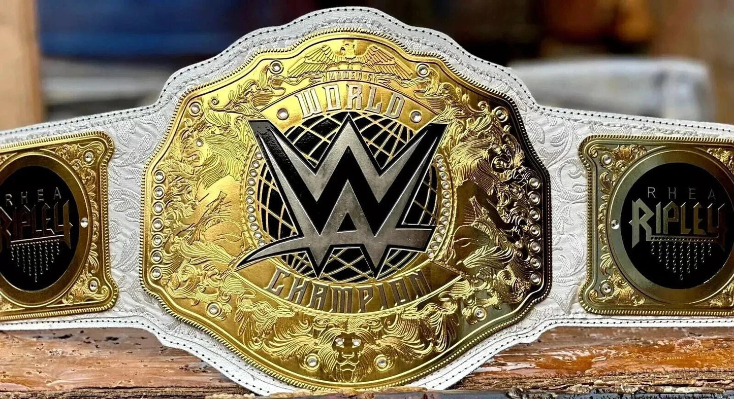 Women's World Heavyweight Championship Belt | 2MM/4MM Brass Replica | Adult Size Wrestling Title | Gift for Her | Rhea Style Belt