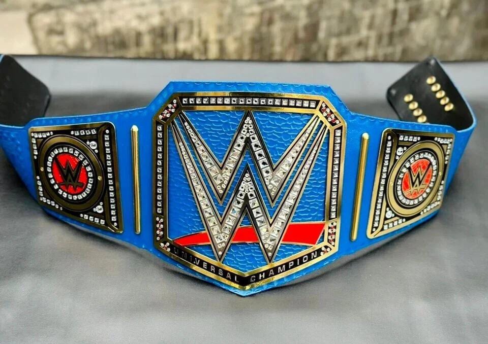 Blue Universal Championship Replica Title Belt Blue strap Wrestling Belt 2MM4MM Brass Adult Size Fan Gift