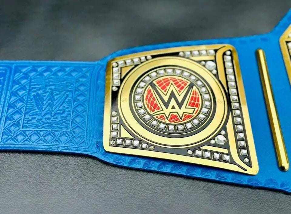 Blue Universal Championship Replica Title Belt Blue strap Wrestling Belt 2MM4MM Brass Adult Size Fan Gift